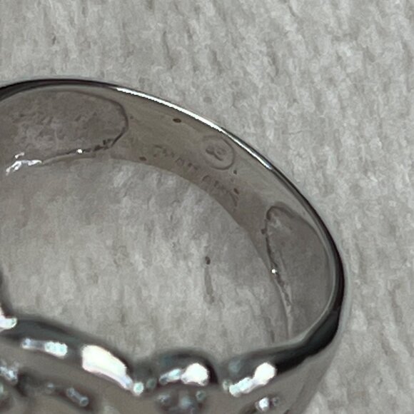 Silver Tone CZ Scroll Vine Ring GR Thailand Shiny Sparkly 4.75 5 - Picture 7 of 8